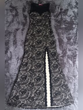 MIUSOL Black/Nude Lace Formal Gown Sleeveless Long Dress Slit Women: Size S